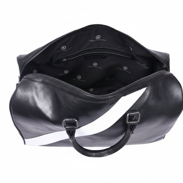 Luxury Black Leather Weekender Duffle Bag - Aaron Leather Goods