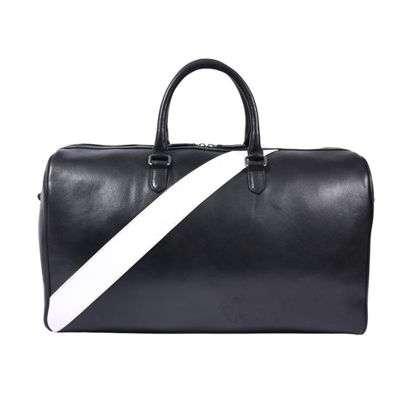 Luxury Black Leather Weekender Duffle Bag - Aaron Leather Goods