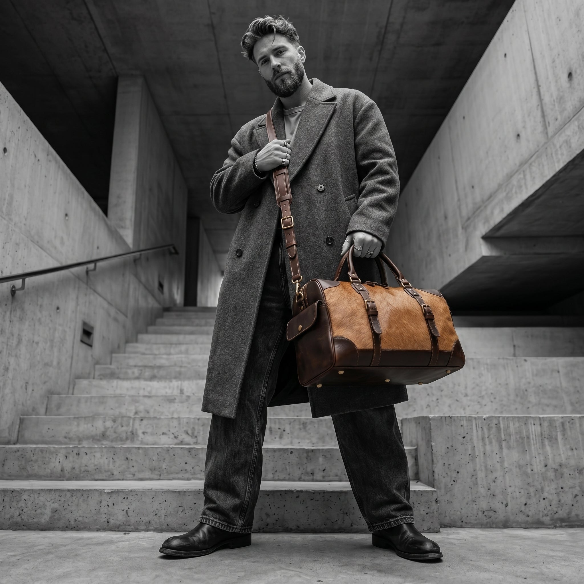 aaron leather travel duffel bag Hard Wax Weekender Vintage Holdall This handcrafted leather duffle is more than a travel essential Luxury Hair-On Leather Duffle Bag