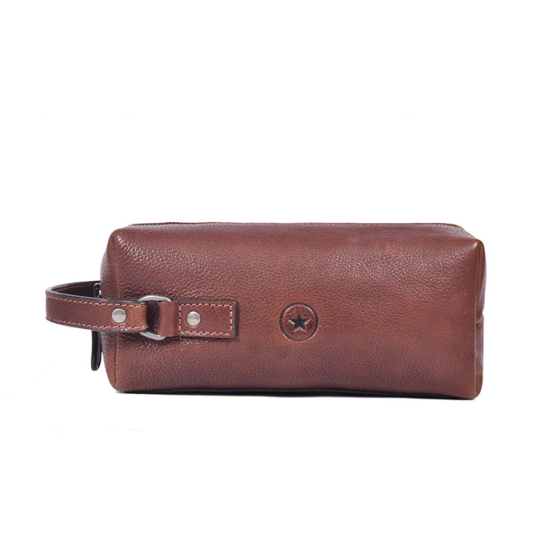 Luxury Leather Dopp Kit with Easy Carry Handle - Aaron Leather Goods