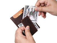 Sestao Leather Minimalist Money Clip Wallet -Walnut Brown