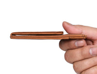 Sestao Leather Minimalist Money Clip Wallet -Chestnut
