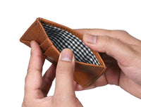 Sestao Leather Minimalist Money Clip Wallet -Chestnut