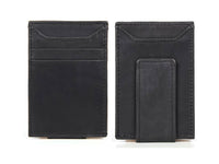 Sestao Leather Minimalist Money Clip Wallet - Raven Black