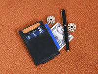 Sestao Leather Minimalist Money Clip Wallet - Raven Black