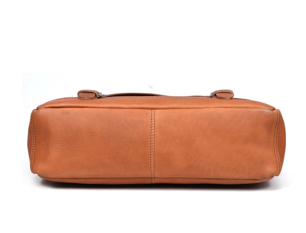 Madrid Leather Messenger Bag - Tan - Aaron Leather Goods Inc