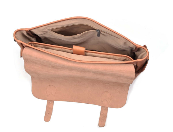 Madrid Leather Messenger Bag - Tan - Aaron Leather Goods Inc