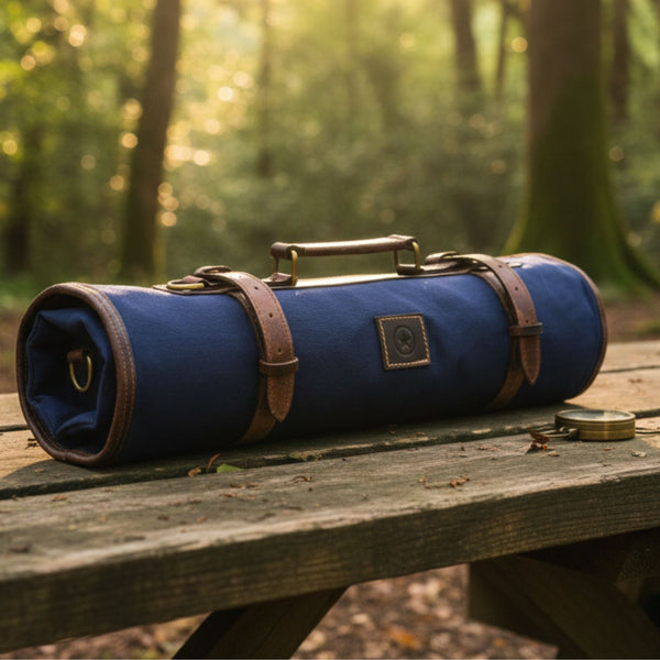 Malaga Canvas Knife Roll - Navy Blue - Aaron Leather Goods