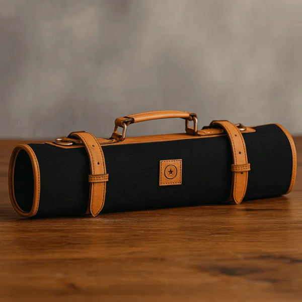 Malaga Canvas Knife Roll - Raven Black - Aaron Leather Goods