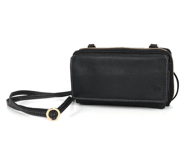 Memphis Hand Tooled Leather Clutch - Raven - Aaron Leather Goods Inc