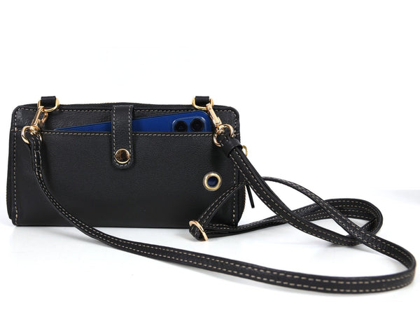 Memphis Hand Tooled Leather Clutch - Raven - Aaron Leather Goods Inc