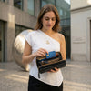 Memphis Hand Tooled Leather Clutch - Raven - Aaron Leather Goods Inc