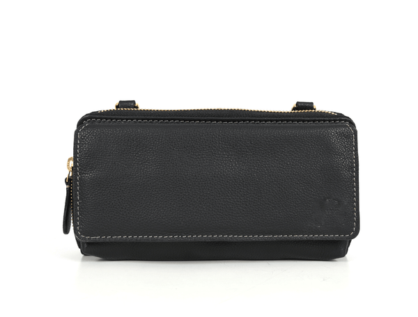 Memphis Hand Tooled Leather Clutch - Raven - Aaron Leather Goods Inc