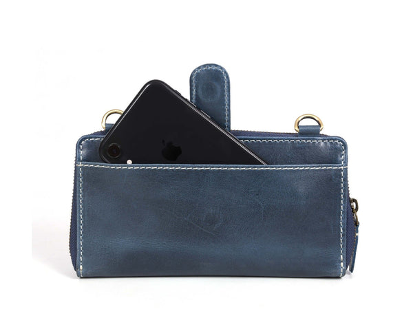 Memphis Hand Tooled Leather Clutch - Royal - Aaron Leather Goods Inc