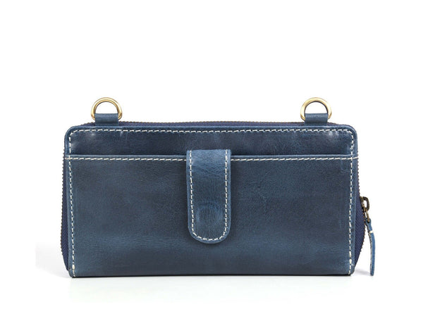 Memphis Hand Tooled Leather Clutch - Royal - Aaron Leather Goods Inc