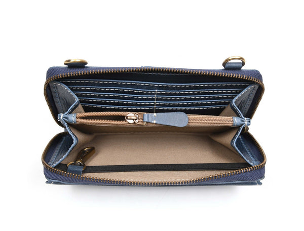 Memphis Hand Tooled Leather Clutch - Royal - Aaron Leather Goods Inc
