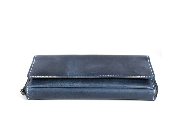 Memphis Hand Tooled Leather Clutch - Royal - Aaron Leather Goods Inc