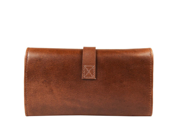 Mesa Hand Tooled Leather Clutch - Brown - Aaron Leather Goods Inc