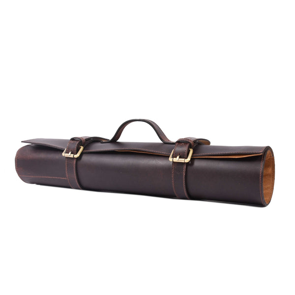 Minimal Leather Knife Roll Bag – Handmade Chef Tool Carrier - Aaron Leather Goods Inc