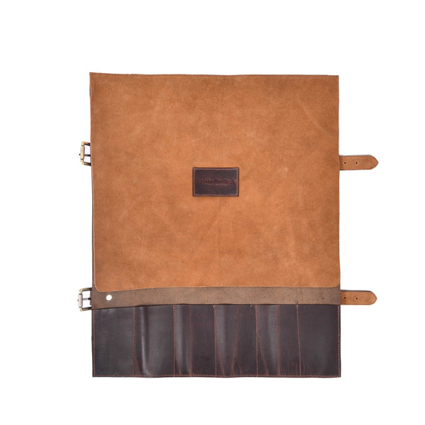 Minimal Leather Knife Roll Bag – Handmade Chef Tool Carrier - Aaron Leather Goods Inc