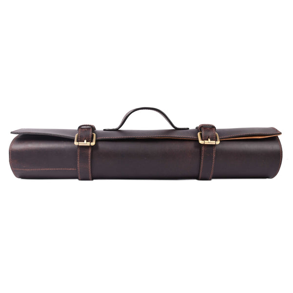 Minimal Leather Knife Roll Bag – Handmade Chef Tool Carrier - Aaron Leather Goods Inc
