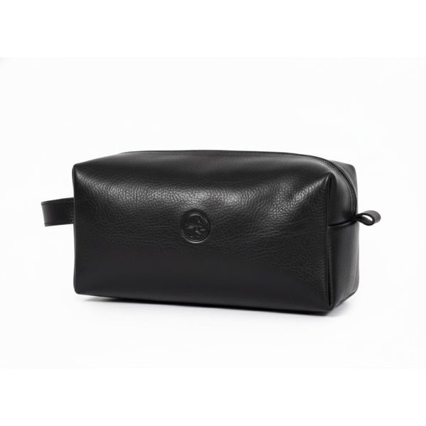 Minimalist Black Leather Wash Bag - Aaron Leather Goods