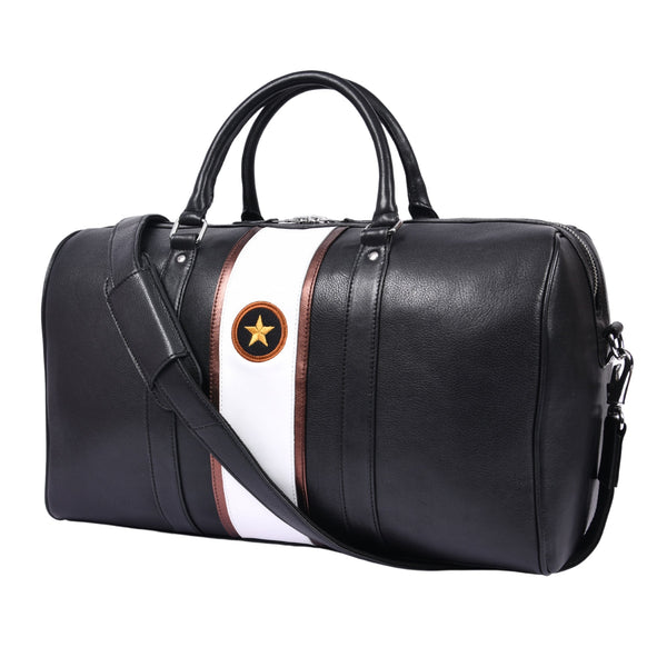 Minimalist Black Leather Weekender Duffle Bag - Aaron Leather Goods