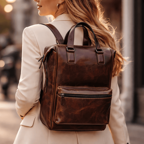 Oakland Leather Backpack - Walnut Brown - Aaron Leather Goods