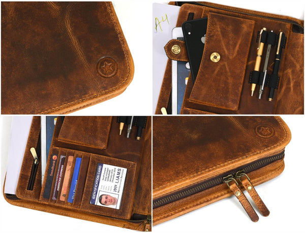 Asturias Leather Organizer - Caramel Brown - Aaron Leather Goods 