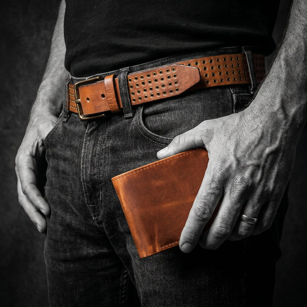 Omaha Leather Belt & Wallet Gift Combo - Aaron Leather Goods Inc