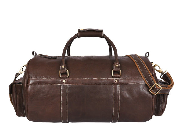 Pamplona Leather Duffle Bag - Coffee Brown - Aaron Leather Goods Inc