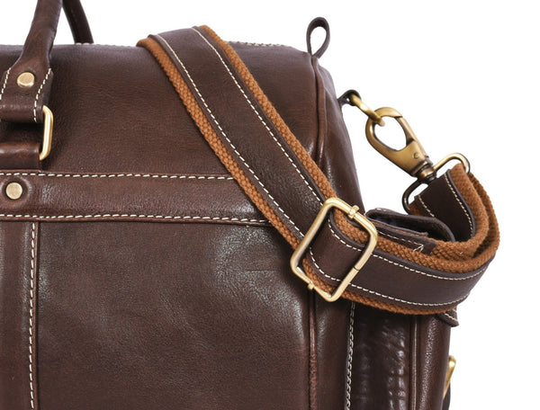 Pamplona Leather Duffle Bag - Coffee Brown - Aaron Leather Goods Inc