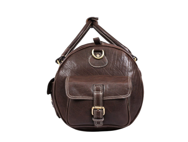 Pamplona Leather Duffle Bag - Coffee Brown - Aaron Leather Goods Inc