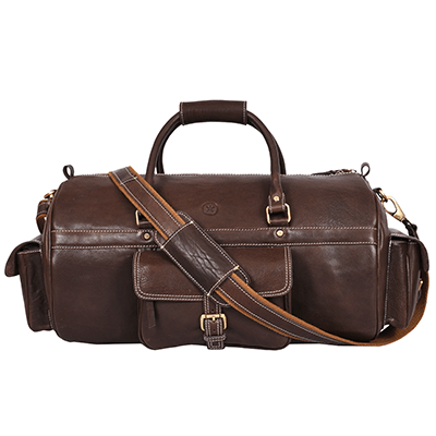 Pamplona Leather Duffle Bag - Coffee Brown - Aaron Leather Goods Inc