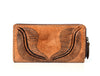 Paso Hand Tooled Leather Clutch - Caramel Brown - Aaron Leather Goods Inc