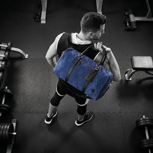 Pomona Leather Suede Weekender Bag - Blue
