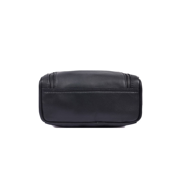 Premium Black Leather Shoe Bag with Top Handle & Zip Closure - Aaron Leather Goods
