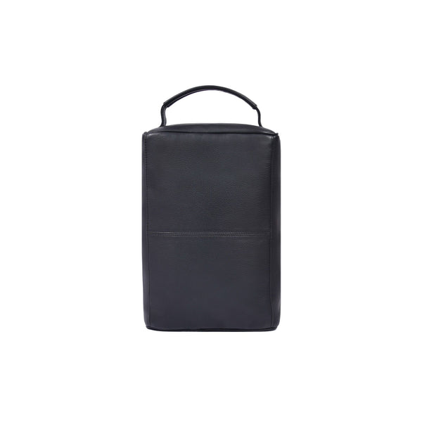 Premium Black Leather Shoe Bag with Top Handle & Zip Closure - Aaron Leather Goods