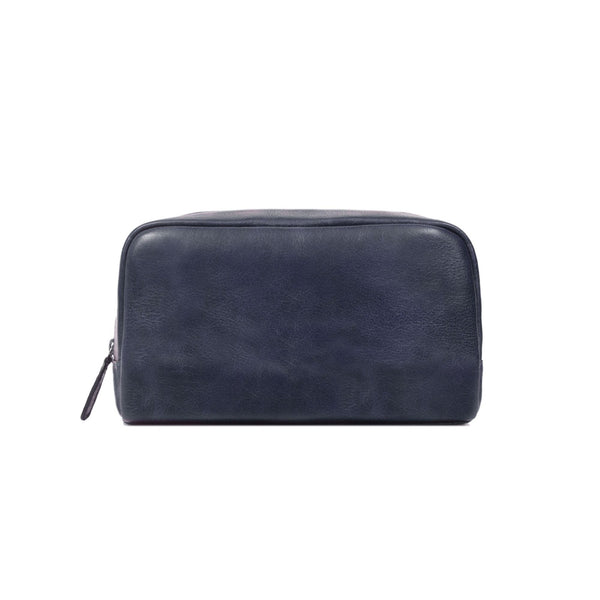 Premium Full - Grain Leather Toiletry Pouch in Classic Blue - Aaron Leather Goods