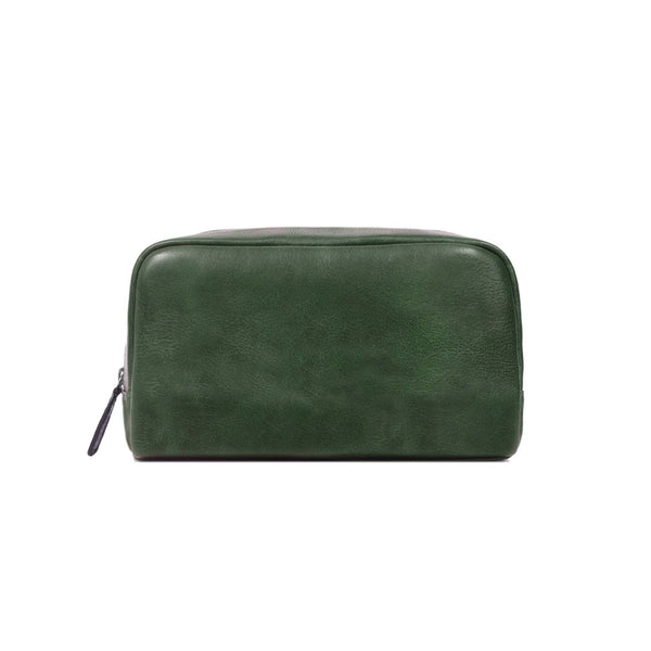 Premium Full - Grain Leather Toiletry Pouch in Classic Green - Aaron Leather Goods