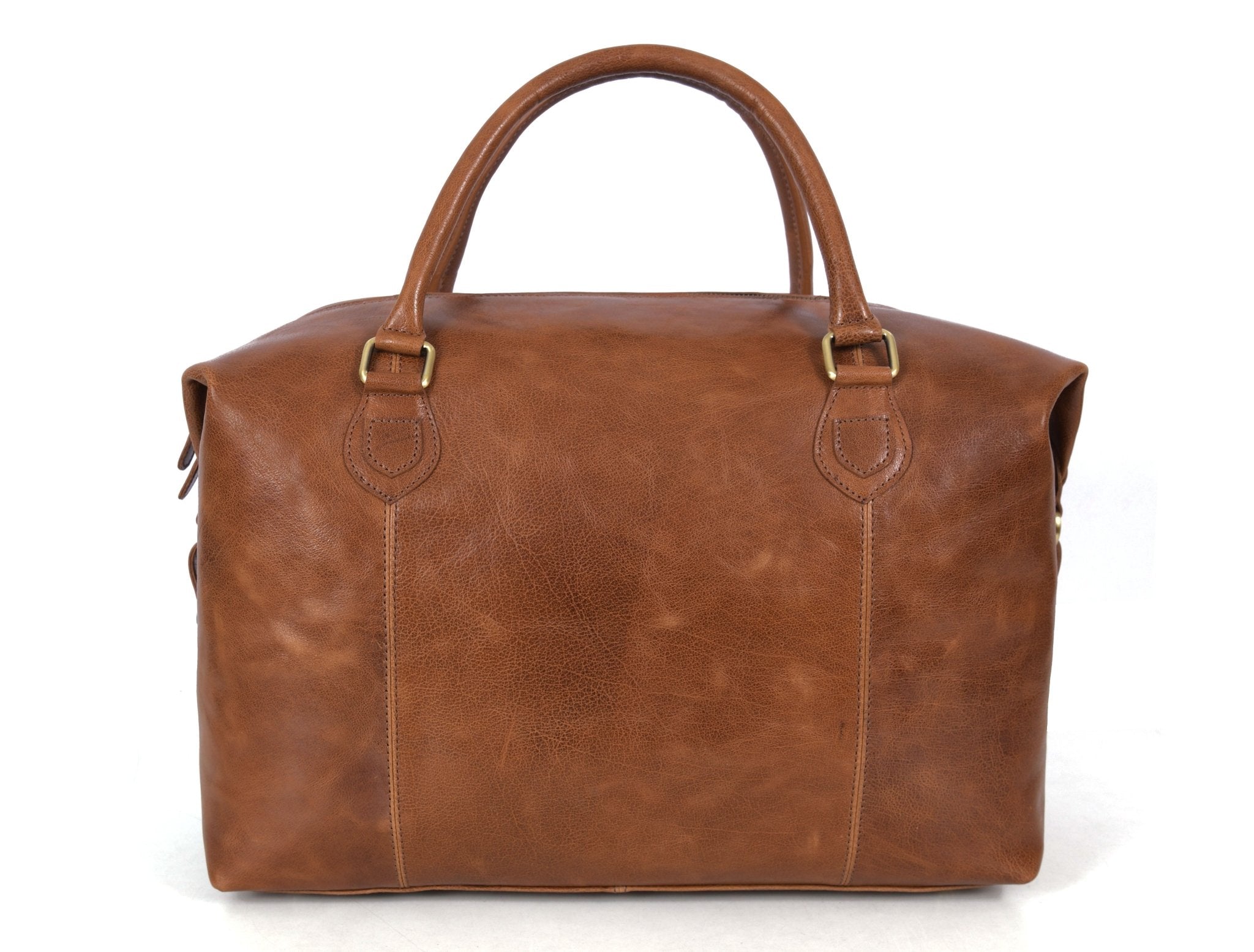 Premium Full-Grain Leather Weekender Duffel Bag for Travel & Business