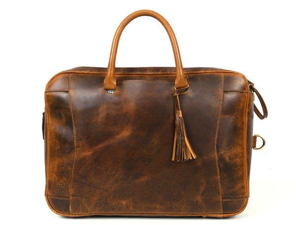 Premium Leather Briefcase Bag - Aaron Leather Goods Inc