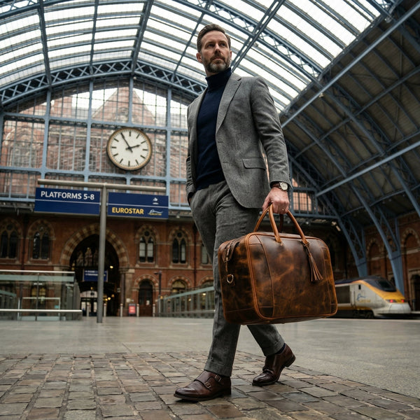 Premium Leather Briefcase Bag - Aaron Leather Goods Inc