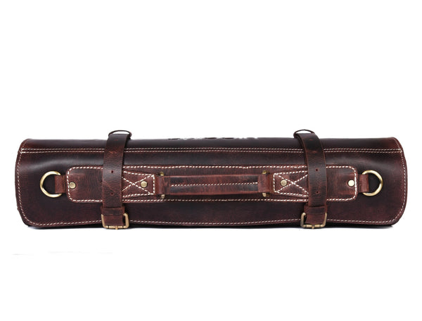 Premium Leather Knife Roll Bag with Handle – Handmade Tool Organizer Roll - Aaron Leather Goods Inc