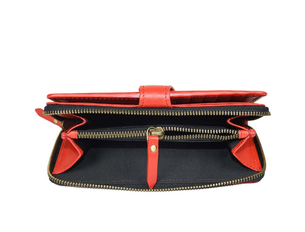 Raleigh Hand Tooled Leather Clutch - Currant - Aaron Leather Goods Inc