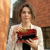 Raleigh Hand Tooled Leather Clutch - Currant - Aaron Leather Goods Inc