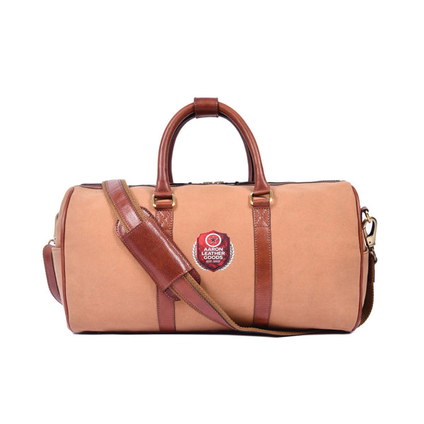 Rugged Canvas Travel Duffle with Leather Handles - Aaron Leather Goods