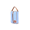 Sky Blue Canvas & Leather Travel Shoe Bag with Handle, Zip Closure - Aaron Leather Goods