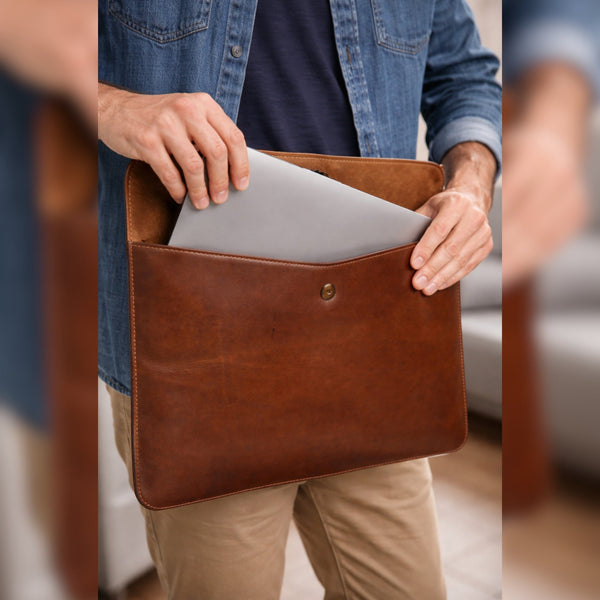 Tagus Macbook Laptop Sleeve Case - Caramel Brown - Aaron Leather Goods