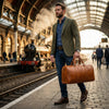 Tan Full - Grain Leather Barrel Duffle Bag - Aaron Leather Goods Inc